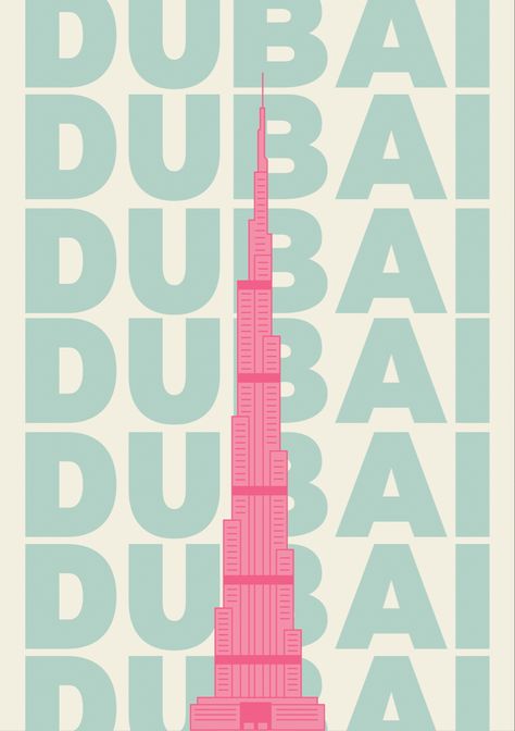 #dubai #aesthetic #print #pink #burjkhalifa #blue Photobooks Ideas, Dubai Pink Aesthetic, Dubai Collage, Pink Travel Aesthetic, Dubai Wallpaper, Dubai Preppy Poster, Preppy Travel Prints Wallpaper, Preppy Destination Posters, Pretty Quotes Pictures