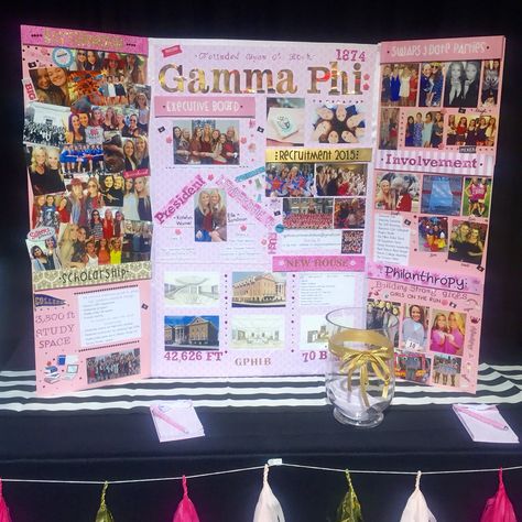 Gamma phi beta sorority tri fold board Diy Sorority Crafts, Tri Fold Poster Board, Trifold Board, Tri Fold Poster, Sorority Diy, Presentation Ideas For School, Disco Theme, Club Poster, Gamma Phi Beta