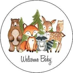 30 pcs Woodland Animal Welcome Baby Baby​​​ Stickers Envelope Seals Labels Round Tags, Stamps Sticker for Gift Cards, Envelopes, Boxes for Holiday, Birthday, Christmas Woodland Animal Birthday, Baby Stickers, Round Tags, Scrapbooking Stickers, Baby Shower Favor, Favor Labels, Animal Baby Shower, Woodland Theme, Woodland Animal