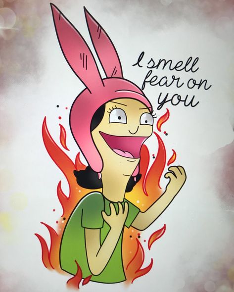 Louise Belcher - I Smell Fear On You, Bob's Burgers Louise Bobs Burgers Tattoo, Bobs Burgers Tattoo Louise, Bobs Burgers Tattoo Ideas, Louise Belcher Fanart, Louise Belcher Tattoo, Tina Belcher Tattoo, Linda Bobs Burgers, Bobs Burgers Tattoo, Louise Tattoo