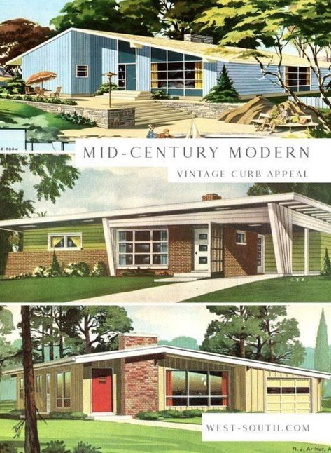 Mid Century Modern Makeover, Mid Century Modern House Exterior, Mid Century Modern House Plans, Mid Century Modern Exterior, Mid Century Exterior, Mid Century Modern Colors, Mid Century Ranch, Vintage House Plans, Homes Modern