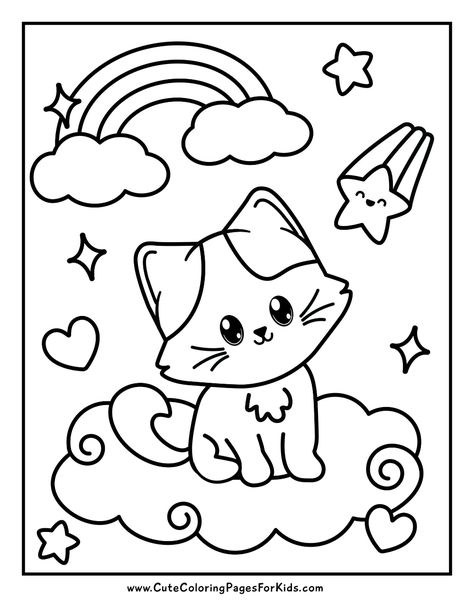 Kitty Cat Coloring Pages: 7 Free Printable PDFs - Cute Coloring Pages For Kids Cute Baby Animal Coloring Pages, Baby Animal Coloring Pages, Cute Coloring Pages For Kids, Cute Coloring Page, Kitty Coloring Pages, Camping Coloring Pages, Cupcake Coloring Pages, Cat Coloring Pages, Free Printable Coloring Sheets