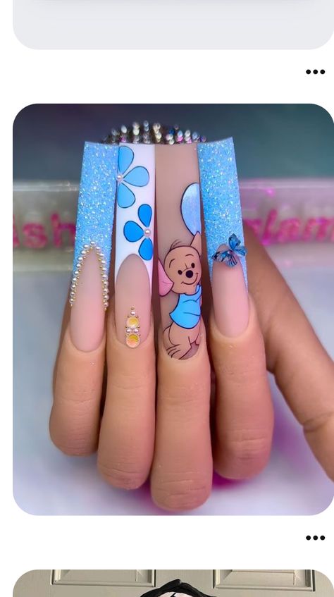 Nail Ideas Characters, Cartoon Characters Nail Art, Proud Family Nails, Nails Summer Colorful, Nail Art Cartoon Characters, Cartoon Character Nail Art, Swirl Acrylic Nails, Cartoon Nail Art Designs, Cartoon Nails Acrylic