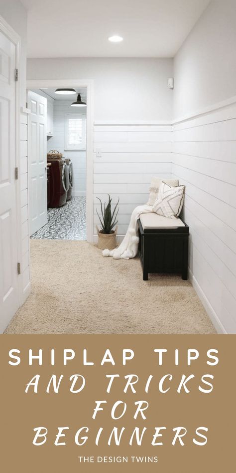 How To Hang Shiplap Wall, How To Make A Shiplap Fireplace, Slip Lap Walls Bathroom, White Shiplap With Grey Walls, Removing Shiplap Wall, Shiplap On Half Wall, Simple Shiplap Wall, Partial Shiplap Wall Bathroom, Basement With Shiplap Walls