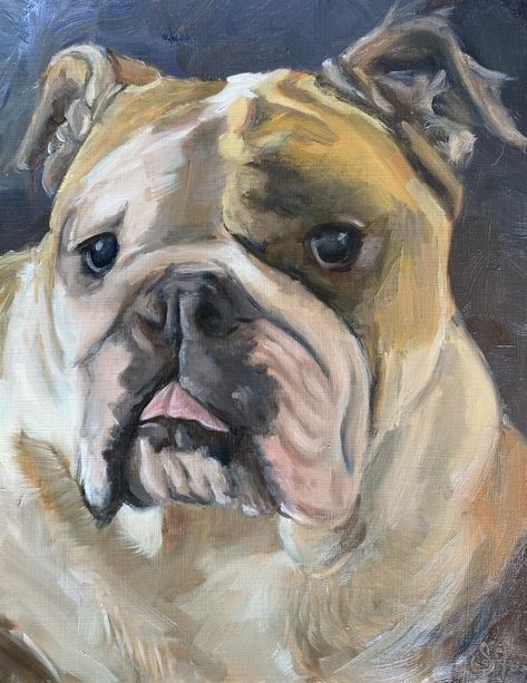 oil painting portrait of bulldog Bulldog Painting, Wooden Panel, Dog Paintings, Dog Portraits, Pet Portrait, Painting Oil, Pet Portraits, Dog Breeds, Bulldog