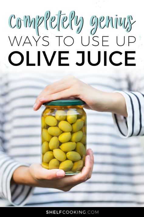 There are so many incredible ways to repurpose olive juice. Don't toss out all that salty goodness! Step away from the trash can and find out why olive brine just might become your new secret weapon in the kitchen. Recipes With Olive Juice, Olive Juice Recipe, Olive Juice Uses, Olive Brine Uses, Olive Brine Recipe, Shelf Cooking, Pork Chop Seasoning, Pickled Olives, Olive Brine