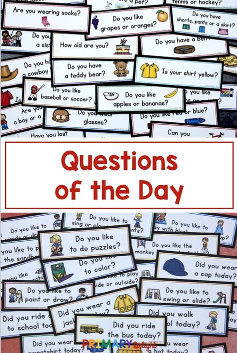 Question Of The Day Preschool Free Printables, Question Of The Day Preschool, Restorative Practices School, Questions Of The Day, Teaching Elementary School, Circle Time Activities, Preschool Circle Time, Prek Classroom, Morning Message