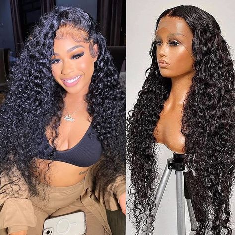 PRICES MAY VARY. 【Human Hair Wigs Material】13x6 HD Transparent Lace Front Wigs for Black Women, 180% Density Water Wave Frontal Wigs Human Hair, Full And Thick. 100% Unprocessed Brazilian Virgin Human Hair. Soft and Natural, Healthy and Vibrant, Comfortable Against Skin 【13x6 Lace Front Wigs Human Hair】HD Transparent Lace Front Human Hair Wigs. Match All Skin Tones, Invisible, Breathable & Comfortable. 10A Grade Brazilian Virgin Human Hair, Wigs Can Be Dyed, Bleached, Premed, and Restyled As You Straight Hair Highlights, Brazilian Lace Front Wigs, Curly Lace Frontal, Hair Water, Straight Weave Hairstyles, Lace Front Wigs Human Hair, Curly Lace Front Wigs, Wigs Human Hair, Colored Wigs