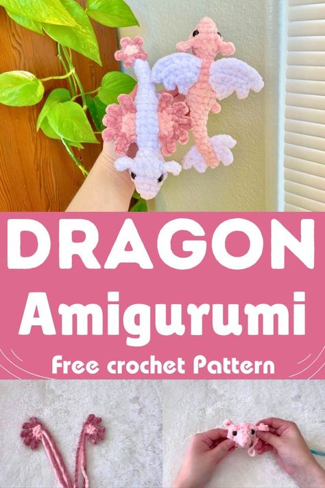 Crochet Dragon Amigurumi Pattern Crochet Dragon Free Pattern, Dragon Amigurumi Free Pattern, Dragon Amigurumi Pattern, Dragon Crochet, Crochet Dragon Pattern, Crochet Penguin, Crochet Toys Free, Crochet Monsters, Popular Crochet