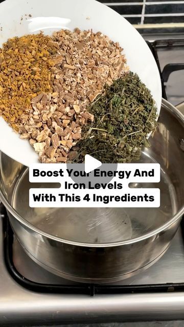 Electric Plant Based Recipes 💚 on Instagram: "My Daily Fuel ⚡️  Iron Tea ☕️   Ingredients:  🌱1 Tbsp Yellow Dock Root  🌱1 Tbsp Dandelion Root 🌱1 Tbsp Burdock Root  🌱2 Tbsp Nettle Leaf  💦1 Liter / 35 Oz Spring Water   Add all ingredients to a large pot - I like to use stainless steel or cast iron pot - try to avoid non stick pans due to the toxicity.  Add spring water and bring it to boil, cover the pot and lower the heat to minimum. Simmer for 20 minutes , strain.  I have the tea 1x a day . If you suffer with low energy and low iron levels you may need 2 cups a day .  You don’t need to dispose the cooked herbs straight away- you can easily re cook it 1-2 times by adding spring water to it and cook it .  Cookbooks Available on my website- Link in bio 💚  #herbs#herbaltea#healyourself#s Yellow Dock Root, Burdock Root Tea, Herb Medicine, Nettle Leaf Tea, Yellow Dock, Tea Blends Recipes, Nettle Leaf, Tea Ingredients, Dandelion Tea