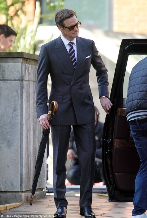 Colin Firth shows off his dapper style as he's spotted for first time on set of new film The Secret Service Terno Slim, British Style Men, A Man In A Suit, Man In A Suit, Mens Fashion Smart, Mens Fashion Classic, Dapper Style, Colin Firth, Fashion Suits For Men