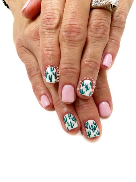 Cactus nails. #PreciousPhan Nails With Cactus Design, Pink Cactus Nails, Desert Nails, Cactus Nails, Arizona Nails, Pride Nail, 30th Bday, Cactus Design, Nails Only