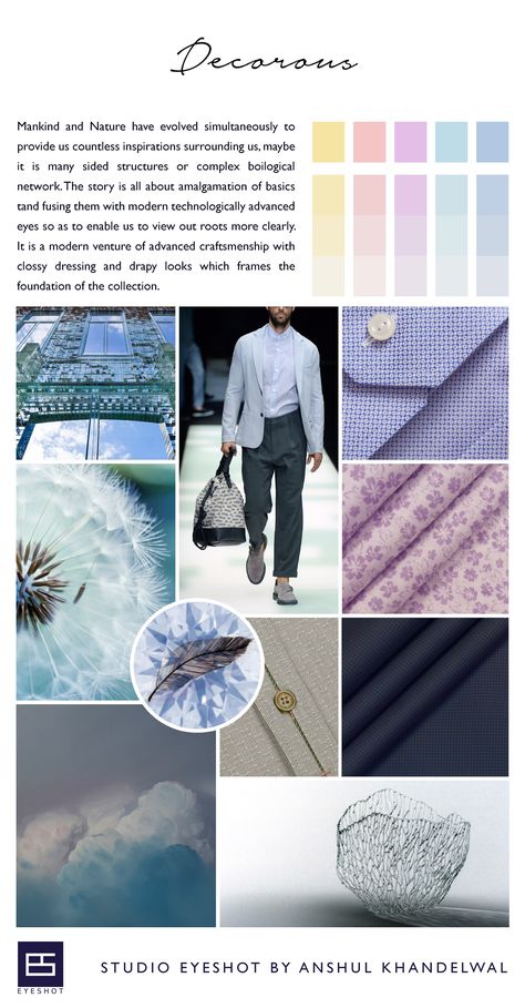 Trend Analysis Board, Fashion Trending Moodboard, Monochromatic Blue, Fashion Process, Prince Clothes, Fashion Illustration Tutorial, Trend Forecast, Menswear Trends, Material Board