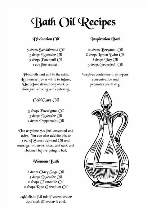 printable witches spell book pages | Found on ebay.com Bath Oil Recipe, Lemon Balm Oil, Spa Recipes, Ear Ache, Homemade Spa, Under Your Spell, Magick Spells, Bath Oil, Pink Eye