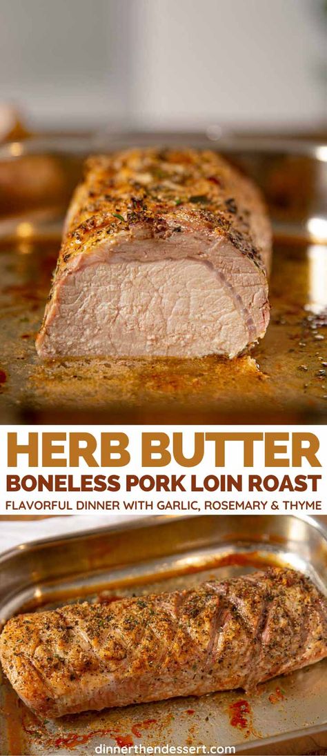 Boneless Pork Loin Roast is an easy one-hour dinner of flavorful herb crusted pork loin! #pork #porkloin #herbcrustedpork #dinner #easydinner #roast #porkroast #porkloinroast #dinnerthendessert Pork Belly Tacos Recipe, Crusted Pork Loin, Boneless Pork Loin Recipes, Loin Roast Recipes, Boneless Pork Loin Roast, Pork Belly Tacos, Pork Loin Roast Recipes, Dinner Then Dessert, Boneless Pork Loin