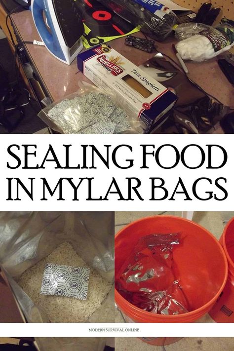 How To Use Mylar Bags For Food Storage, Mylar Bag Food Storage, Food Preservation And Storage, Prepper Food Storage, Storing Food Long Term, Dehydrating Food Storage, Survival Prepping Diy, Food Storage Rooms, Emergency Preparedness Food Storage