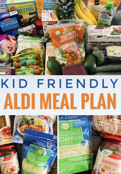 This kid friendly ALDI meal plan includes seven easy dinner ideas plus breakfast and lunch options. Great for picky eaters!  #aldi #aldimealplan #kidfriendly #kidfriendlyrecipes #kidfriendlymeals #kidfriendlydinner Aldi Breakfast Meal Plan, Healthy Meal Plan For Picky Eaters, Easy Dinner Recipes From Aldi, Aldi Family Meal Plan, Lidl Meal Plan, $100 Aldi Meal Plan, Meals From Aldi, Aldi Lunch Ideas For Work, Aldi Kids Lunch Ideas