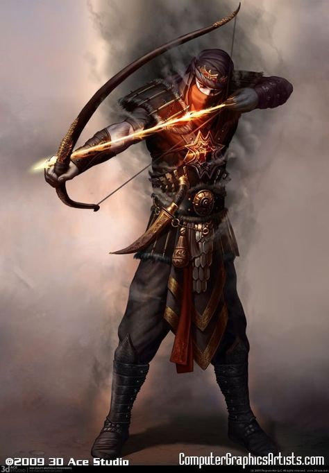 Archer of Fire - or a rogue/ranger wielding Hanks Energy Bow while having some sort of 'Smoking' armor enhancement activated... Aasimar Archer, Arcane Archer Dnd, Arcane Archer, Guerriero Samurai, Illustration Fantasy, Heroic Fantasy, Male Character, Bow And Arrow, Hur Man Målar