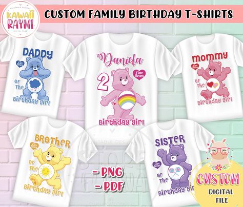 Care bears family birthday shirt- Digital design www.kawaiiraymi.com #carebears #birthdayshirt #carebearspartyprintable Care Bear 1st Birthday Outfit, Care Bear Birthday Shirts, Care Bear 1st Birthday Party Ideas, Care Bear Party Ideas, Care Bears Birthday Party Decorations, Care Bears Party Ideas, Carebear Birthday Party Ideas, Care Bear Birthday Party Ideas, Care Bear Shirt