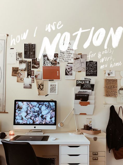 How I Use Notion (For Home, Work, and Personal Goals) — Serif & Script Co. Goodnotes For Work, Notion Template Ideas For Work, Notion Template Ideas Work, Notion For Work, How To Use Notion, Learn Notion, Notion Template Work, Notion For Business, Notion Vision Board