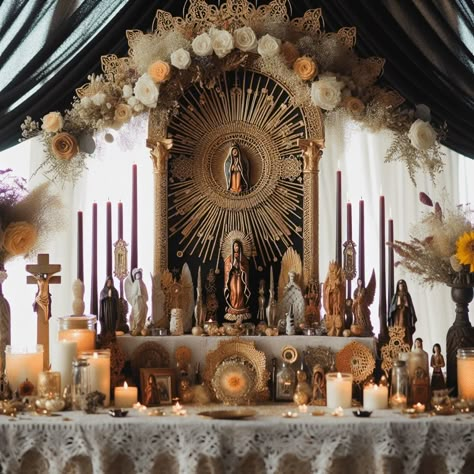 17 Unique Altar Ideas for Your Witchcraft Practice Alter Ideas Spiritual, Mary Altar, Altar Ideas Sacred Space, Witchcraft Practice, Religious Altars, Family Altar, Spiritual Altar, Witch Altar, Altar Art