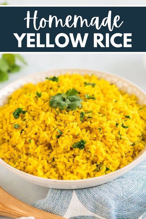 Homemade Yellow Rice, Easy Yellow Rice, Tasty Rice Recipes, Yellow Rice Recipe, Yellow Rice Recipes, Rice Side Dish Recipes, Rice Side, Rice Side Dishes, Easy Rice Recipes