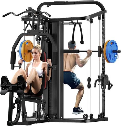 Amazon.com: SunHome Multifunction Home Gym System Workout Station,Smith Machine with 138LB Weight Stack, Leg Press, LAT Station for Full Body Training : Sports & Outdoors Gym Station, Cable Crossover, Home Gym Machine, Workout Stations, Full Body Training, Commercial Gym Equipment, Chest Fly, Gym Machines, Smith Machine