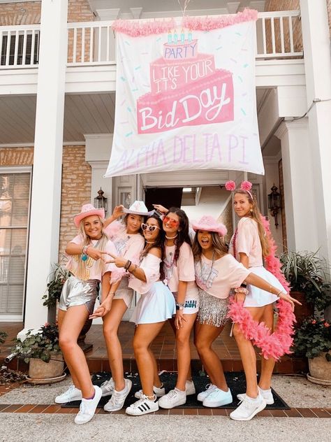 Birthday Bid Day Theme Sorority, Birthday Sorority Theme, Sorority Birthday Theme, Happy Bid Day Theme, Moms Day Sorority Banner, Party Like It’s Your Bid Day, Adpi Bid Day Themes, Party Like Its Your Bid Day, Sorority Bid Day Themes Unique