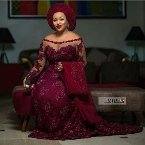 Maroon Lace Asoebi Styles, Net Dress Designs Pattern, African Lace Styles Gowns, Plus Size Gala Dress, Nigerian Lace Styles Dress, Nigerian Lace Styles, African Lace Styles, Long African Dresses, Lace Gown Styles