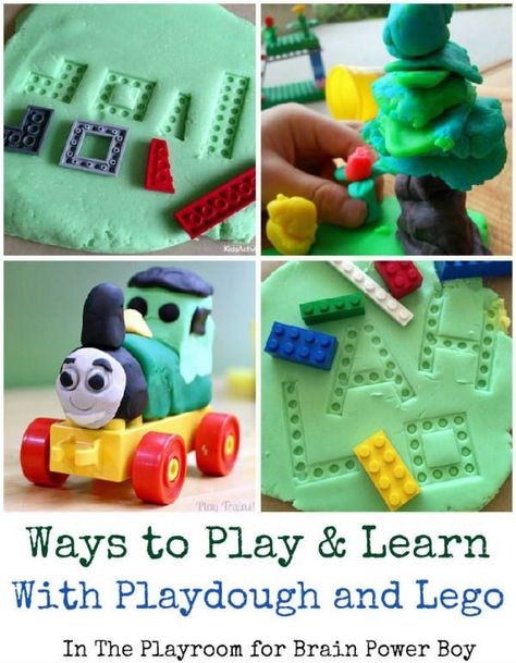 Fun playdough activities using LEGO! Playdough Activities, Lego Activities, Activities For Boys, Aktivitas Montessori, Toddler Learning Activities, Fine Motor Activities, Montessori Activities, Toddler Learning, Learning Games