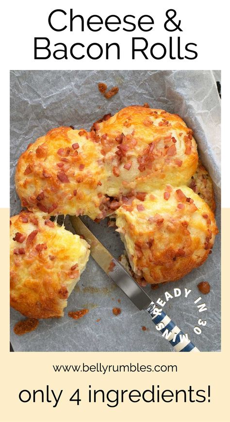 Fluffy Buns Recipe, Bacon Rolls Recipe, Cheese Meals, Bacon Buns, Recipes Using Bacon, Cheese And Bacon Rolls, Bacon Rolls, Bacon Roll, Cheese Rolls