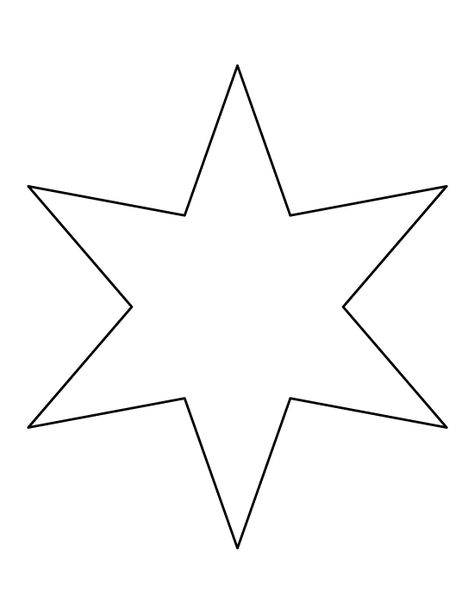 Six-pointed Star pattern. Use the printable outline for crafts, creating stencils, scrapbooking, and more. Free PDF template to download and print at http://patternuniverse.com/download/six-pointed-star-pattern/ Free Star Pattern Printable, Printable Star Templates, Star Pattern Printable, Six Pointed Star, 8 Point Star Template, Five Point Star Template, Star Pattern, Star Outlines Pattern, Star Outline