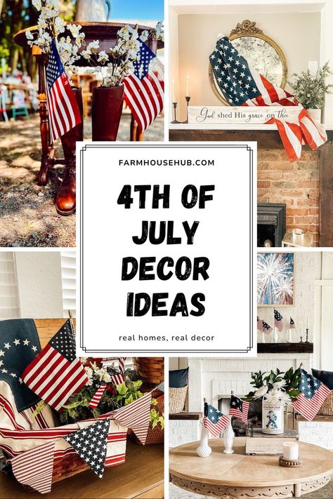 4th of July Decorations Patriotic Centerpieces Table Decorations, 4th Of July Table Centerpieces, Simple Diy Crafts, Patriotic Table Decorations, Backyard Party Decorations, July Decoration, Patriotic Centerpieces, Backyard Parties, Diy Table Decor