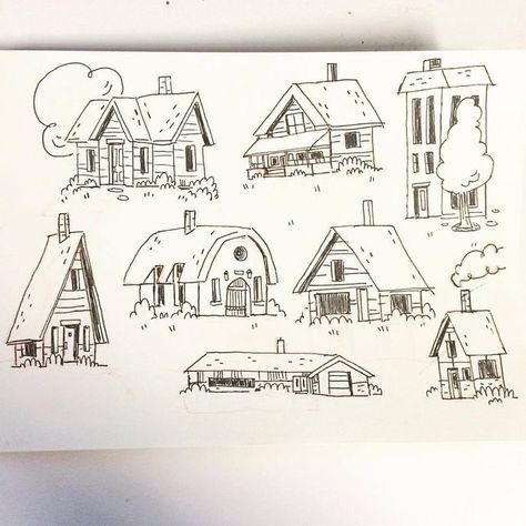 House Doodle, 심플한 그림, Architecture Drawing Art, Building Art, House Drawing, Arte Sketchbook, Drawing Pencil, Fantasy Map, Sketchbook Inspiration