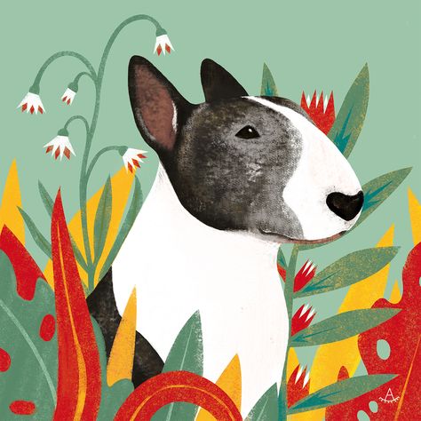 Illustration series drawn for 2018 calendar Bull Terrier Art, 달력 디자인, Illustration Series, Dog Illustrations, 2018 Calendar, Pet Illustration, English Bull Terrier, 강아지 그림, English Bull Terriers