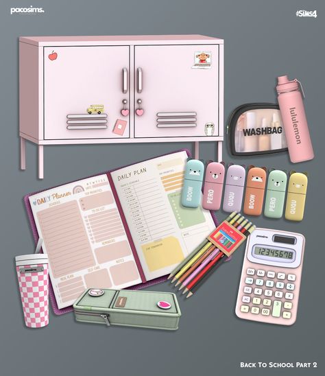 Back To School Part2 - pacosims.com Sims 4 Aesthetic Cc Decor, Kkb The Sims 4, Study In Style Sims 4, Sims 4 Cc Clueless, Sims 4 Cc Fashion Clutter, Laptop Cc Sims 4, Sims Save File Ideas, Green Llama Sims 4 Cc, S4 Cc Furniture