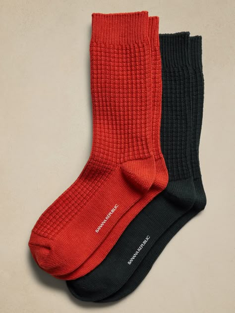 Comfortably knit from a soft cotton blend, these cozy socks will carry you through the season with ease.  Set of 2 pairs.  Fits men's shoe sizes 8-12. October Fashion, Embroidered Socks, Trouser Socks, Cozy Socks, Clothing Mockup, Men's Shoe, Fashion Attire, Men Fashion Casual Outfits, Colorful Socks