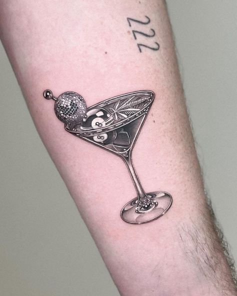 ＮＩＣＯ | ✨🪩🍸🎱💨✨ Made @thesecretdoornyc #finelinetattoo #fineline #martinitattoo #martini #olive #olivetattoo #discoball #discoballs… | Instagram Olive Tattoo, Glass Tattoo, Glasses Tattoo, Martini Olive, Realism Tattoo, Dream Tattoos, Tattoo Work, Simplistic Tattoos, Tattoo Designs For Women