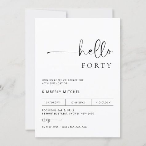 Minimalist Birthday Invitation Card, Modern 30th Birthday Party, 30th Birthday White Party, All White Party Invite, Minimal Birthday Invitation, 30th Party Invitations, Minimalist Invitation Design, Modern Birthday Invitations, 30th Birthday Invites For Woman