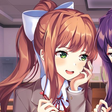 #ddlc #monika Ddlc Monika, Monika Ddlc, Yandere Simulator Characters, Love Comes Back, Doki Doki, Literature Club, Yandere Simulator, Matching Profile Pictures, Visual Novel