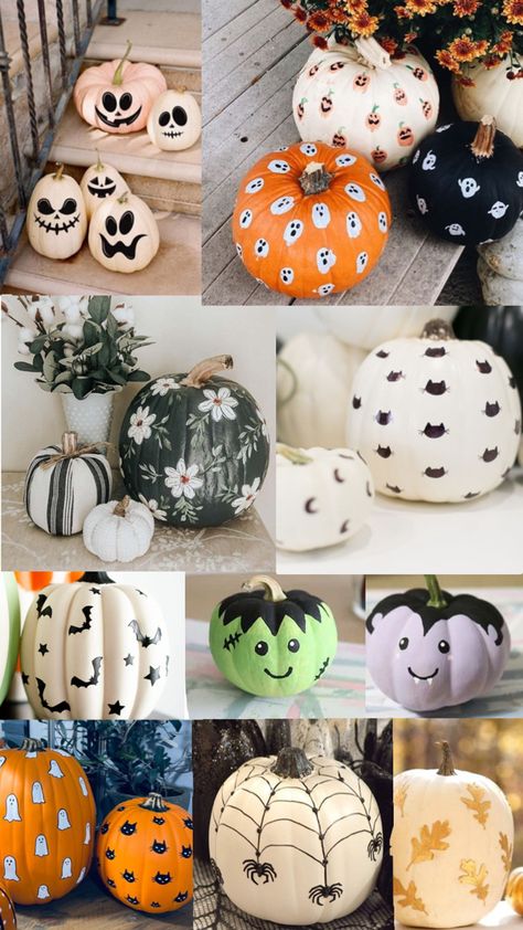 Ghostface Pink, Diy Pumpkin Painting, Pumpkin Painting Designs, Cute Painted Pumpkin Ideas, Halloween Pumpkin Painting, Pumpkin Painting Party, Halloween Pumpkin Crafts, Creative Pumpkin Painting, Creative Pumpkin Decorating