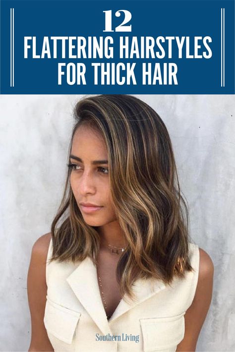 Ready to flaunt those thick locks? Here are 12 of the best medium hairstyles for thick hair. #mediumhair #lob #hairstyles #southernliving