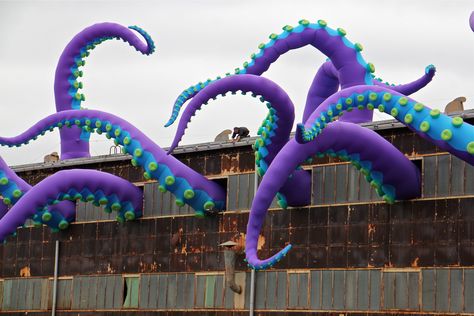 Philly's Navy Yard welcomes visitors with open arms : Arts & Entertainment : WHYY Octopus Tentacles Art, Zoo Advertisement, Octopus Legs, Tentacle Art, Party Inflatables, Octopus Tentacles, Building Roof, Giant Inflatable, Decoration Halloween