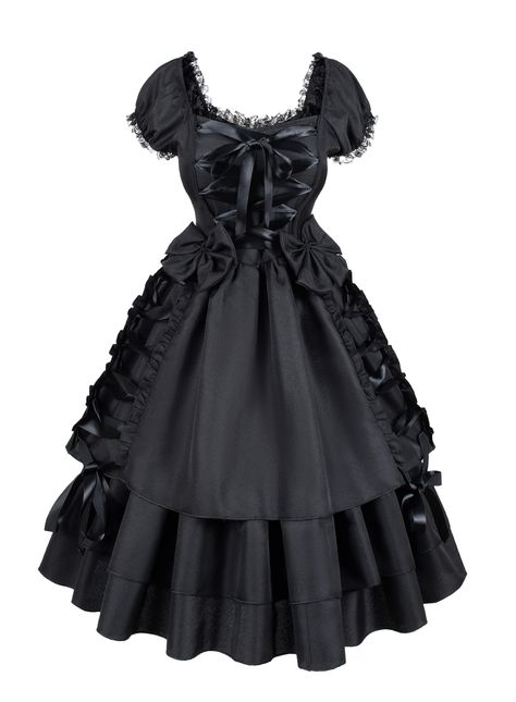 PRICES MAY VARY. Womens Goth Lolita Dress Classic Black Layered Lace-up Cosplay Fancy Dress for Halloween Party This lolita dress is chic and special.The Dress Cosplay Outfit are the perfect trend-forward details to make this dress really stand out Costume Features: Short Sleeves Dress, Halloween dress, Women costume,Cosplay Fancy Dress, classic black Dress Lolita Gothic Classic Black Layered Dress style,Great for any clubwear,rope play,fancy cosplay party.Halloween costume party, Christmas even Goth Amazon Finds, Black Puffy Dress, Goth Dress Outfit, Goth Dresses, Goth Lolitas, Old Dress, Casual Goth, Classic Black Dress, Fancy Dress Up