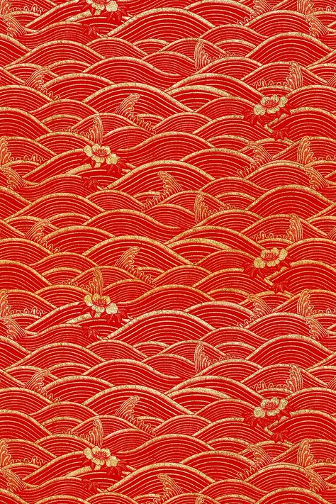 Psd gold Chinese wave pattern oriental background | free image by rawpixel.com / Boom Red Chinese Background, Chinese Wave Pattern, Kimono Patterns, Gold Vector, Chinese Background, Art Wave, Chinese New Year Design, Chinese Pattern, New Year Design