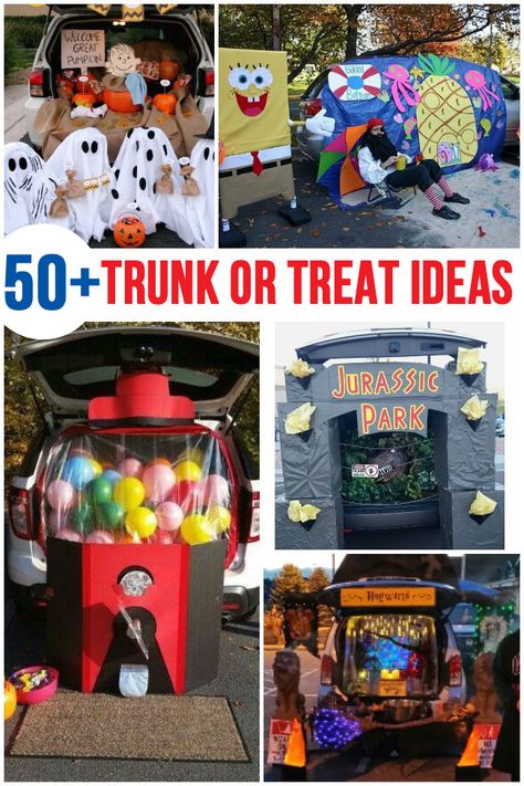 Diy Trunk, Trunker Treat Ideas, Church Trunk, Halloween Car Decorations, Church Halloween, Trunk Or Treat Ideas, Hallowen Ideas, Halloween Traditions, Treat Ideas