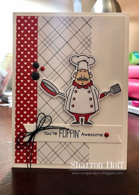 Chef Card, Food Stamp Card, Mft Stamps Cards, Scrapbook Recipe Book, Cafe Cards, Handmade Greeting Card Designs, Diy Journal Books, Interactive Cards, Mft Stamps