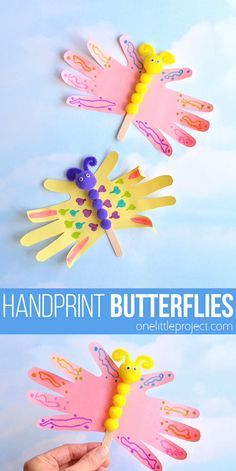 Handprint Butterfly, Babysitting Crafts, Kids Craft Supplies, Toddler Arts And Crafts, Spring Crafts For Kids, Hand Crafts For Kids, Crafts Preschool, Daycare Crafts, Butterfly Crafts