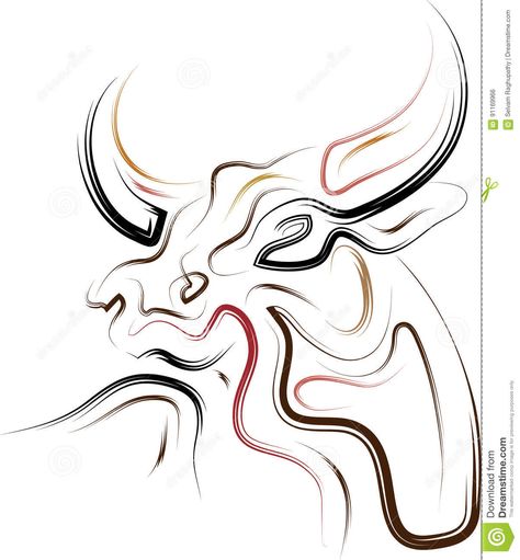 Bull Abstract, Abstract Line Art Design, Bull Skull Tattoos, Head Illustration, Bull Art, Cartoon Artwork, Bull Logo, Bull Head, Portrait Cartoon