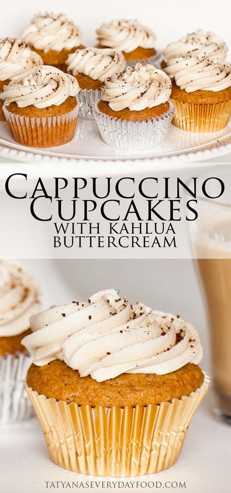 Coffee Inspired Cupcakes, Salty Sweet Cupcakes, Cappuccino Cupcakes Recipe, Tea Cupcakes Recipes, Unusual Cupcake Flavors, Gourmet Cupcakes Recipes, Fancy Cupcake Recipes, Best Cupcake Flavors, Cappuccino Cupcakes